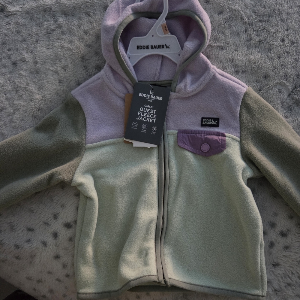 Eddie Bauer Kids' Fleece Hoodie - Green and Purple